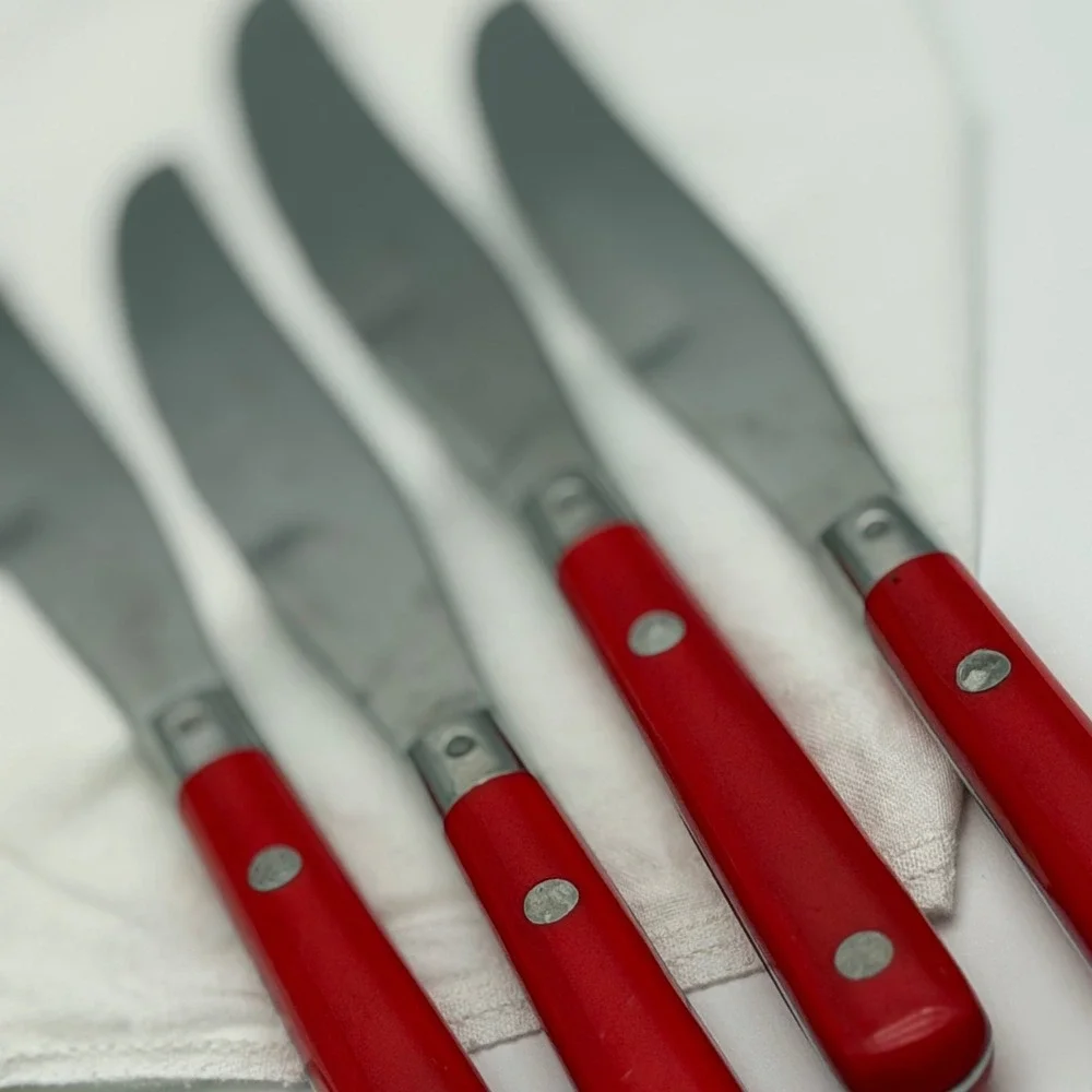 Washington Forge Mardi Gras Red Knives Set of 4 Stainless Steel Korea Rivets